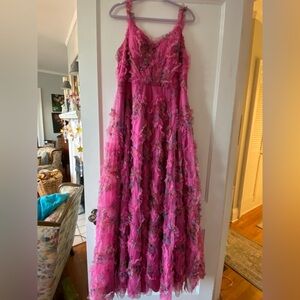 Elegant Pink Floral Prom Dress